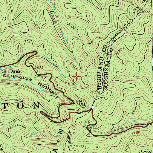 Topographic Map of Confederate Breastworks, VA