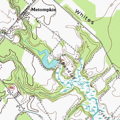 Topographic Map of Bundick Creek Dam, VA