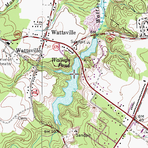 Topographic Map of Wallops Pond Dam, VA
