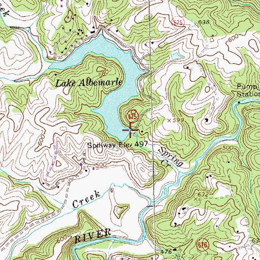 Topographic Map of Lake Albemarle Dam, VA
