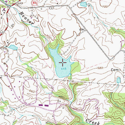 Topographic Map of Henleys Lake, VA