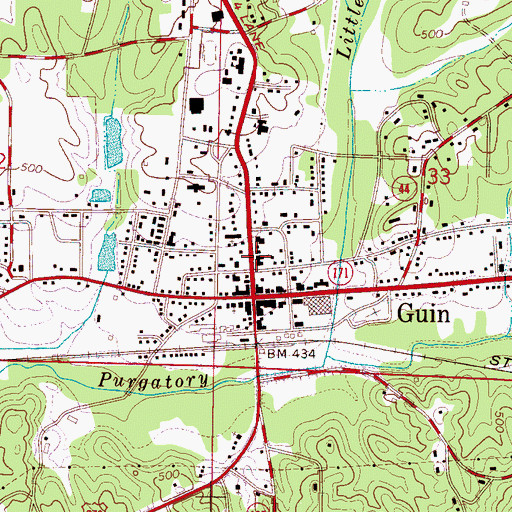 Topographic Map of First United Methodist Church, AL