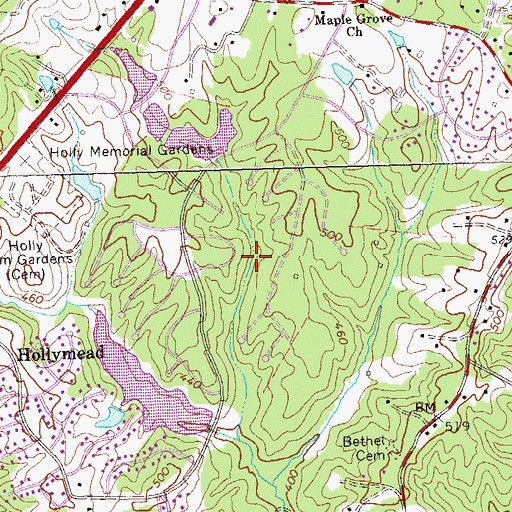 Topographic Map of Hurts Dam, VA
