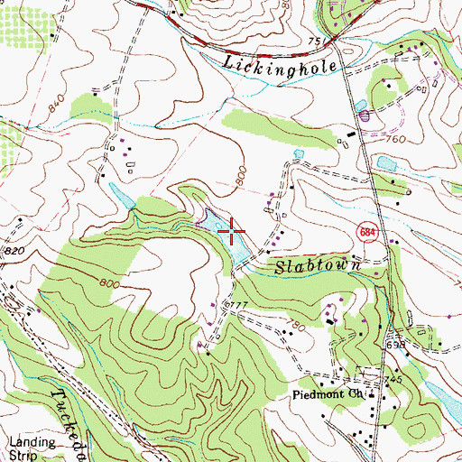 Topographic Map of Whites Pond, VA