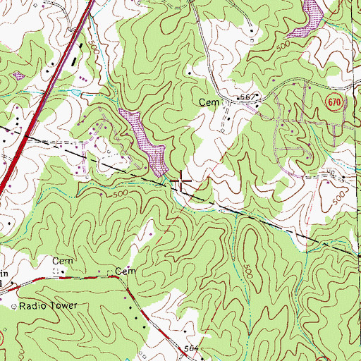 Topographic Map of Bishops Lake, VA