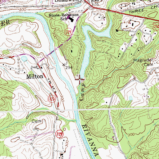 Topographic Map of Hurtts Dam, VA