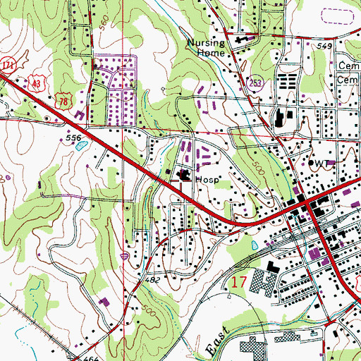 Topographic Map of Northwest Medical Center, AL