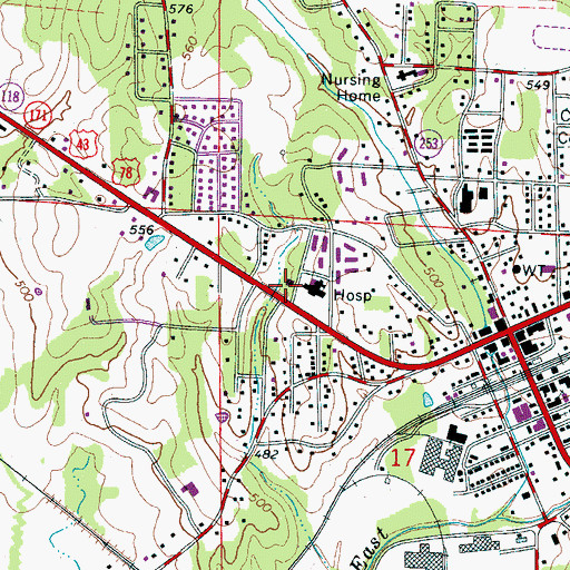 Topographic Map of Winfield Freewill Baptist Church, AL