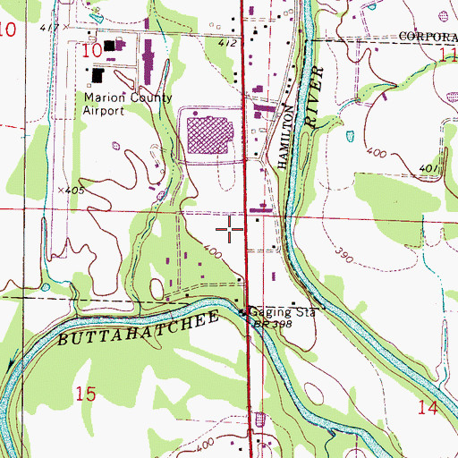 Topographic Map of Hamilton Church of Christ, AL