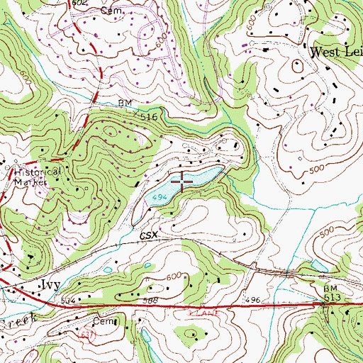 Topographic Map of Clover Lake, VA