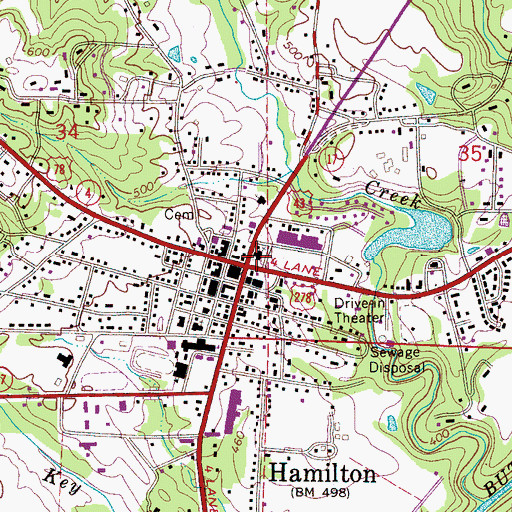 Topographic Map of Hamilton United Methodist Church, AL