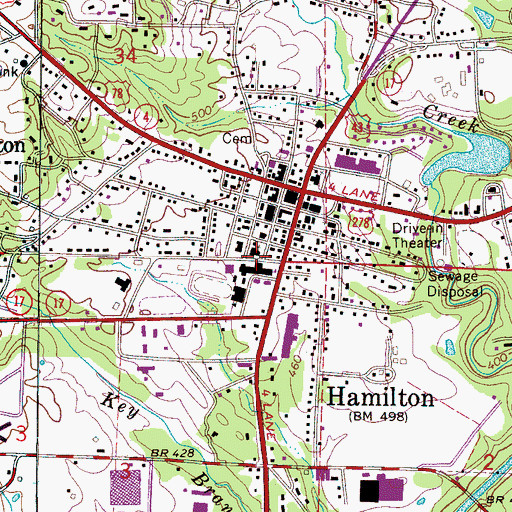 Topographic Map of First Baptist Church of Hamilton, AL