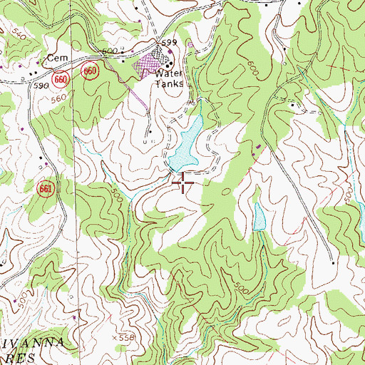 Topographic Map of Camp Faith Lake Dam, VA