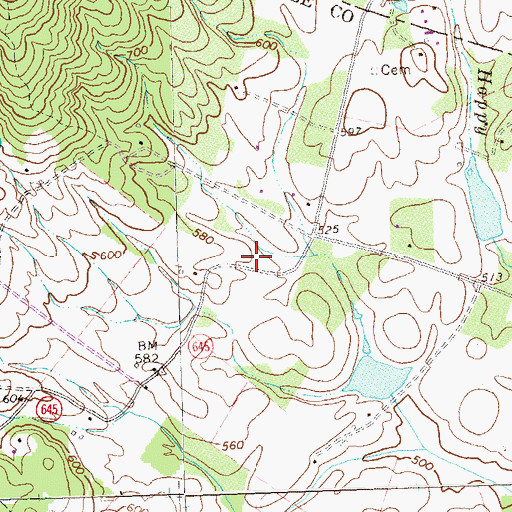 Topographic Map of Happy Creek Lake, VA