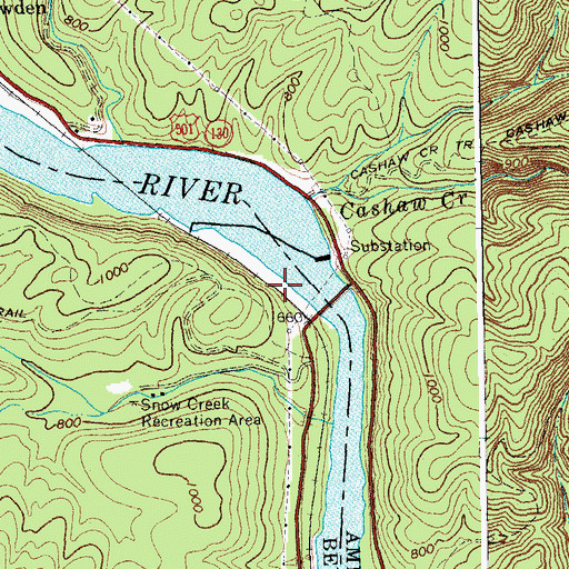 Topographic Map of Cushaw Dam, VA