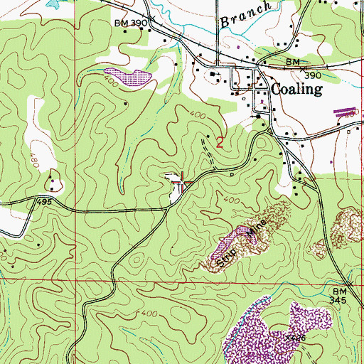 Topographic Map of Coaling Cemetery, AL