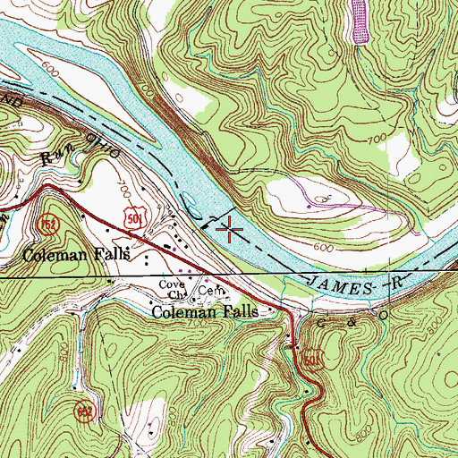 Topographic Map of Colemans Fall Reservoir, VA