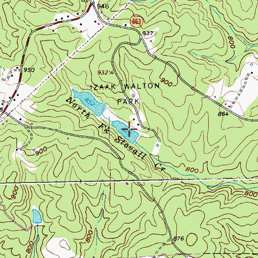 Topographic Map of Izaak Walton Pond, VA