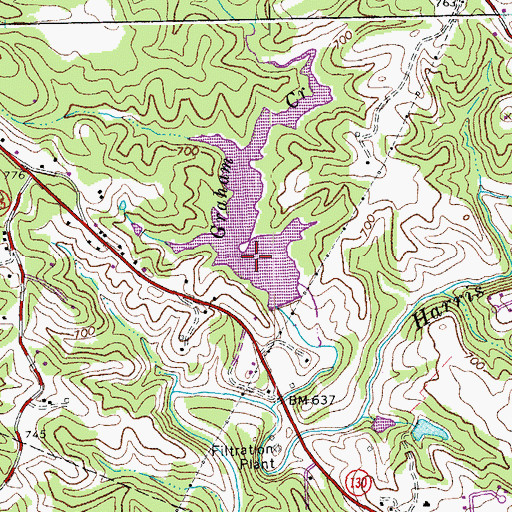 Topographic Map of Elon Water Works Reservoir, VA