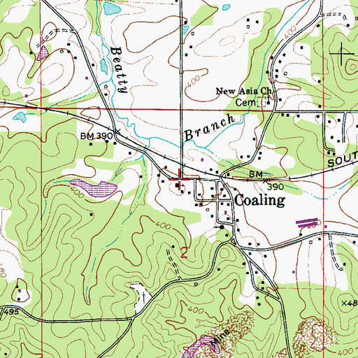Topographic Map of Coaling United Methodist Church, AL
