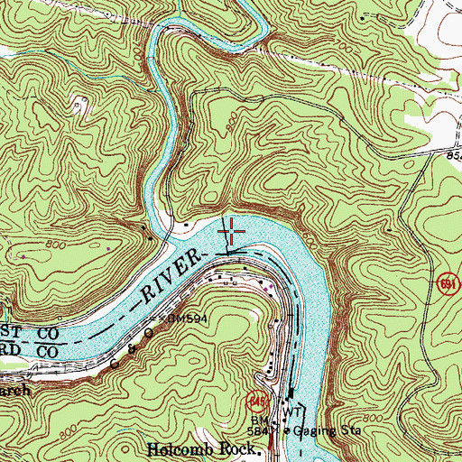 Topographic Map of Holcomb Rock Dam, VA