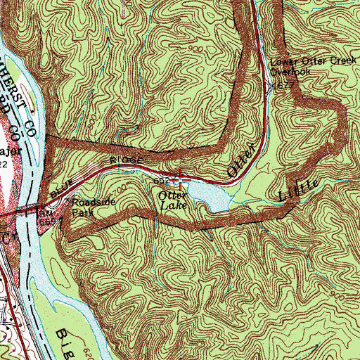 Topographic Map of Otter Lake Dam, VA