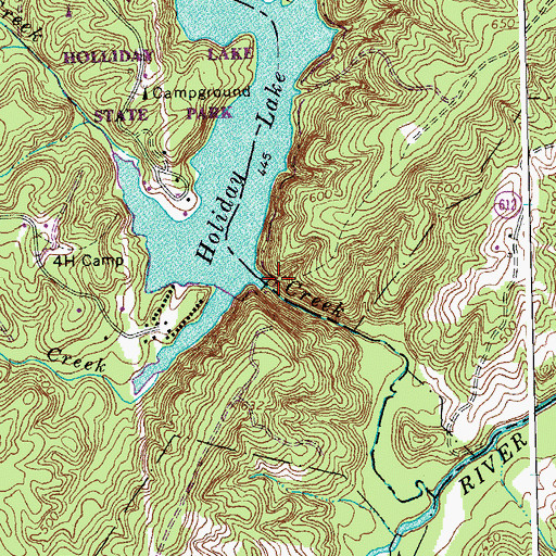 Topographic Map of Holiday Dam, VA