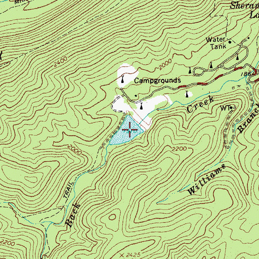 Topographic Map of Upper Sherando Lake, VA