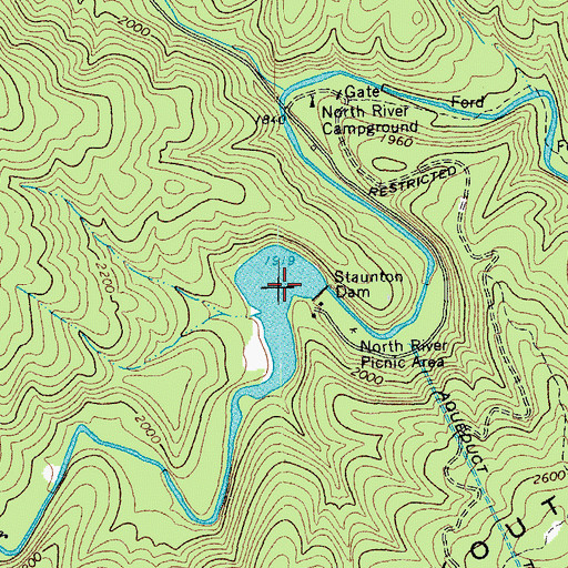 Topographic Map of Staunton Reservoir, VA
