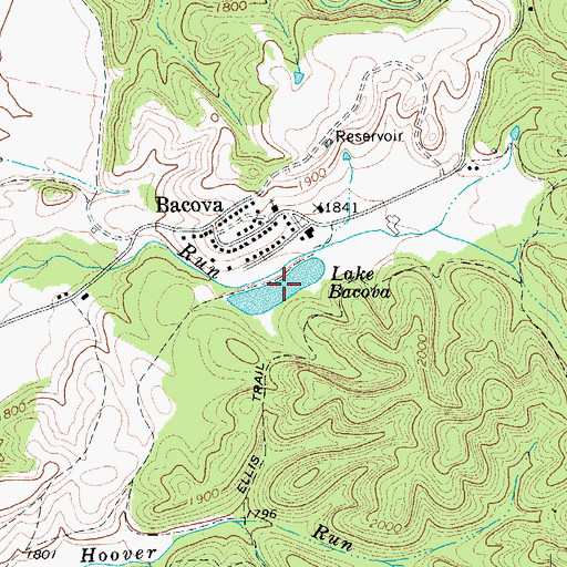 Topographic Map of Lake Bacova, VA