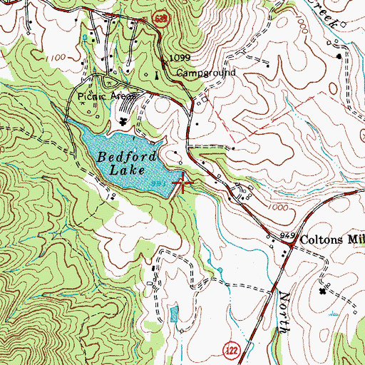 Topographic Map of Bedford Lake Dam, VA