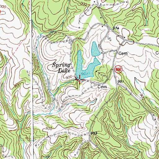Topographic Map of Spring Dam, VA