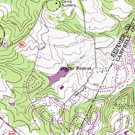 Topographic Map of Poplar Forest Dam, VA