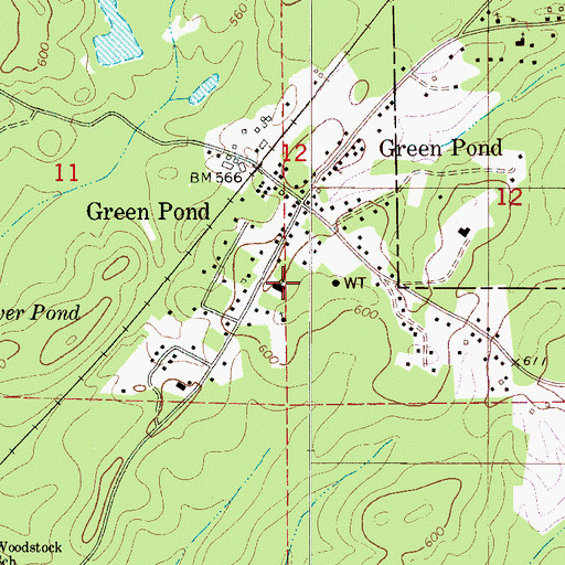 Topographic Map of Green Pond Baptist Church, AL
