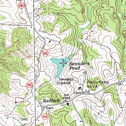 Topographic Map of Saunders Pond Dam, VA