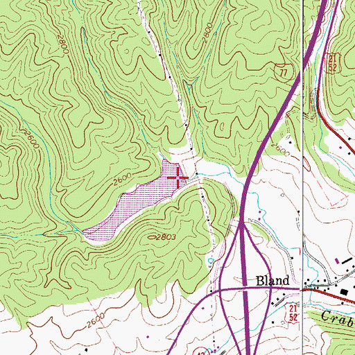 Topographic Map of Crab Orchard Creek Dam, VA
