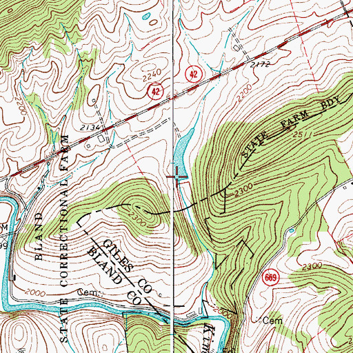 Topographic Map of Bland County Farm Dam, VA