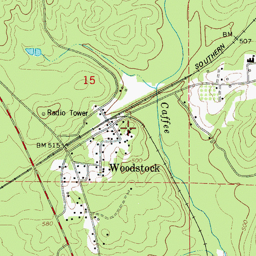 Topographic Map of Woodstock Baptist Church, AL