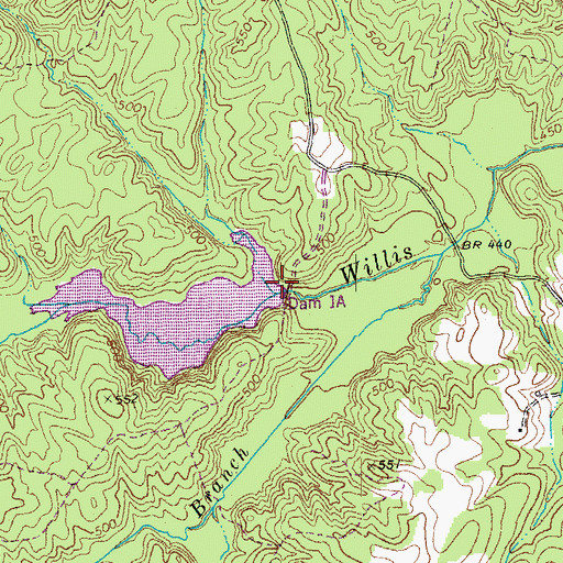 Topographic Map of Willis River Number 1a Dam, VA