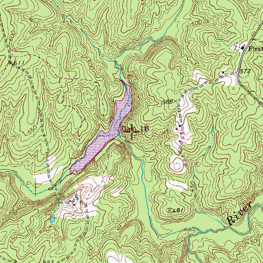 Topographic Map of Willis River Number 1b Dam, VA