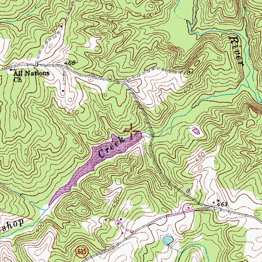 Topographic Map of Willis River Number Three Dam, VA