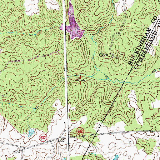 Topographic Map of Willis River Number Nine Dam, VA