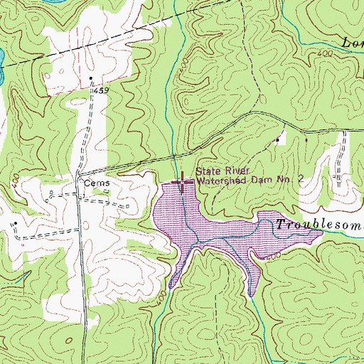 Topographic Map of Slate River Number Two Dam, VA