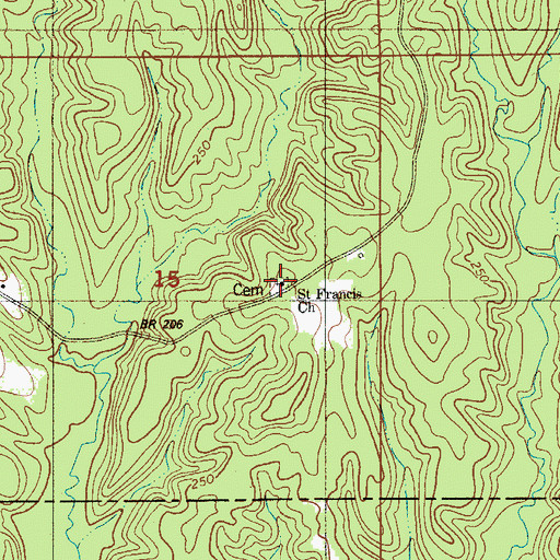 Topographic Map of Saint Francis Church, AL