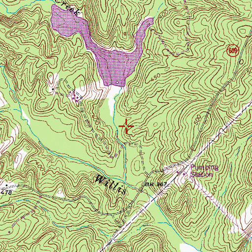 Topographic Map of Willis River Number Two Dam, VA