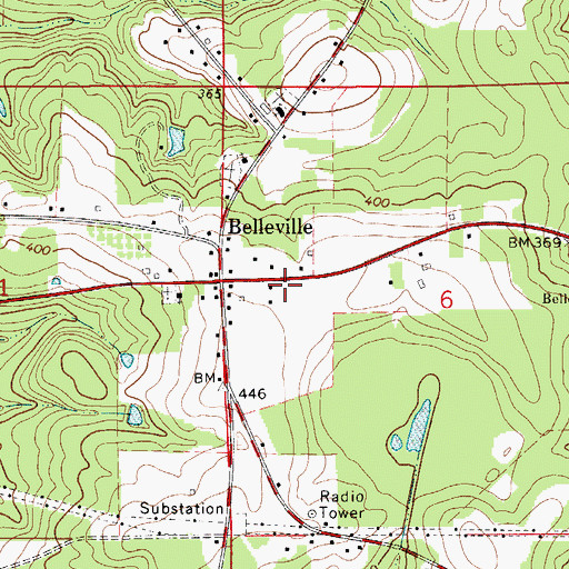 Topographic Map of Belleville Elementary School (historical), AL