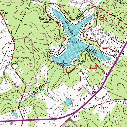 Topographic Map of Timber Lake Dam, VA