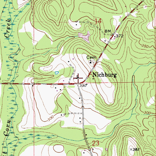 Topographic Map of Nichburg Junior High School, AL