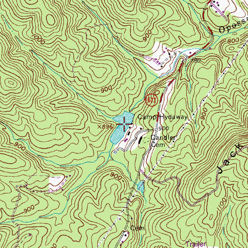 Topographic Map of Camp Hydaway Lake, VA