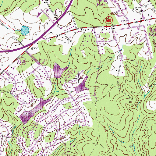 Topographic Map of Wildwood Dam Number Three, VA